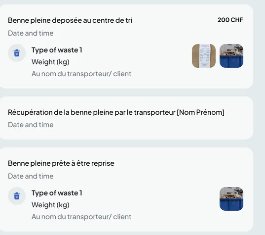 Back-office construction : le fil d’une évacuation avec attente, étape par étape, de la benne pleine déposée au centre de tri à la benne prête à être reprise