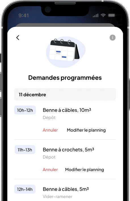 App chantier : les demandes programmées du jour, modifiables jusqu’au départ