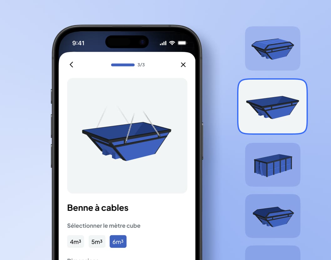 dumpster choice screen Nereva app