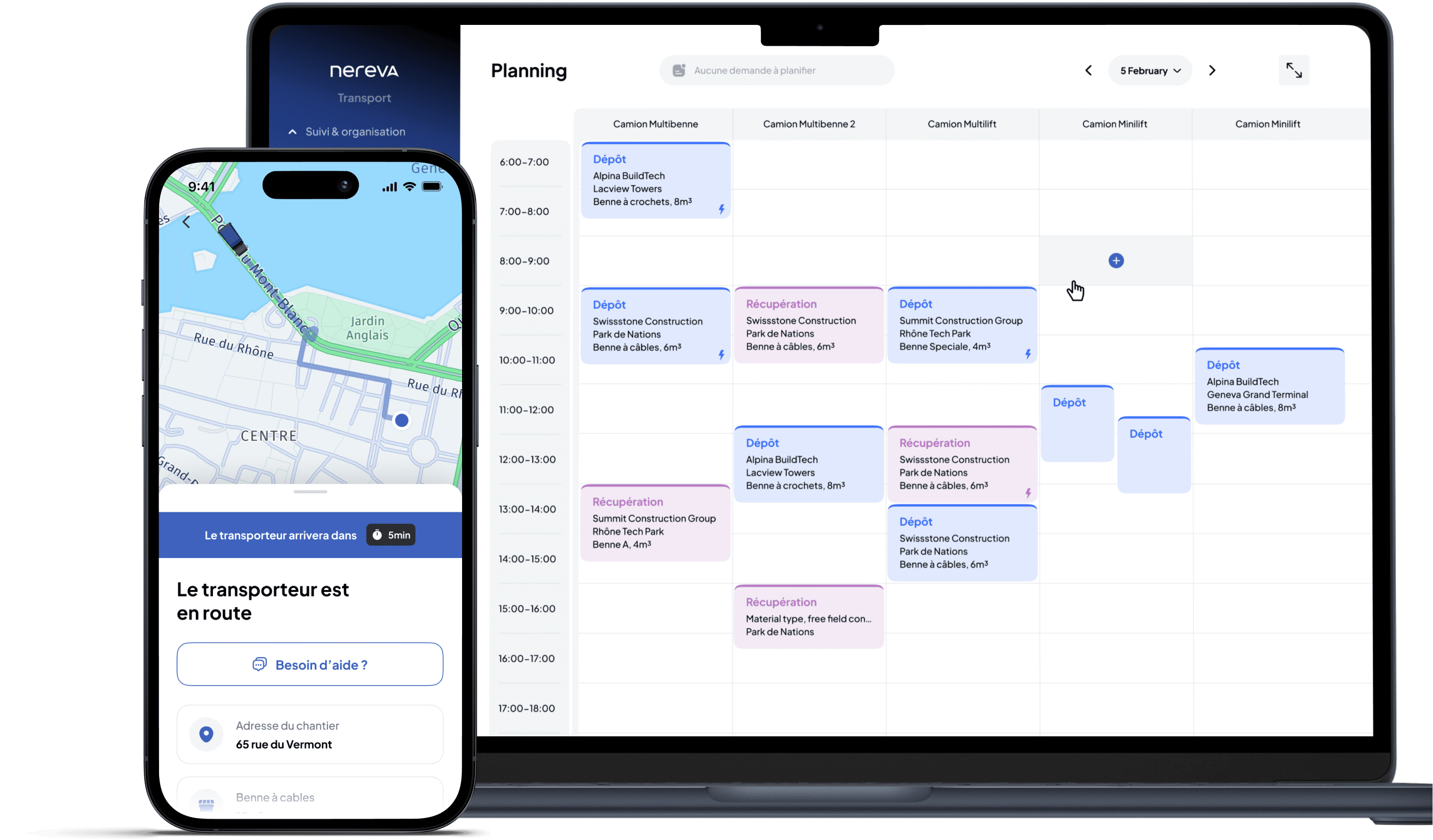 Nereva application screen and Nereva back-office screen